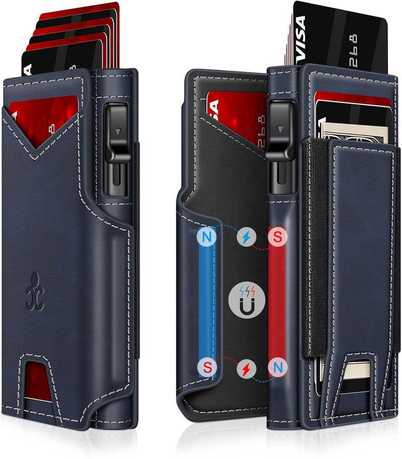 SEMORID Wallet for Men Wallet with Slim Pop Up Card Holder 9-13 Cards, Bifold Minimalist Smart Wallet RFID Blocking Credit Card Holder with ID Window & Stretchable Cash Slot Compact Metal Aluminum Card Case - Image 1